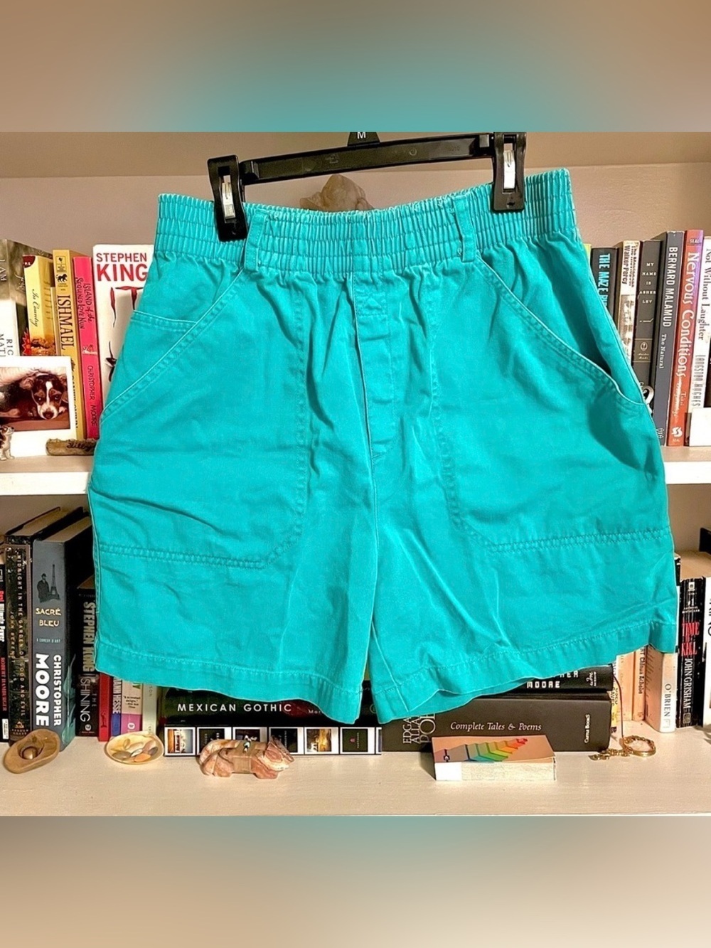 Eddie Bauer Vintage Teal Cotton Shorts High Rise Elastic Waist Outdoors Gorpcore